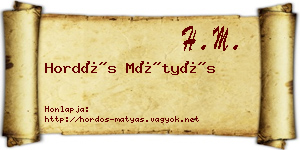 Hordós Mátyás névjegykártya