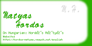 matyas hordos business card